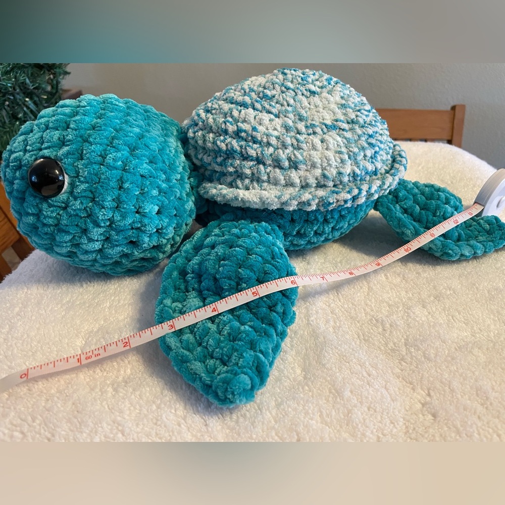 Handmade crochet Turquoise and White Sea Turtle Toy, plushie, nursery decoration